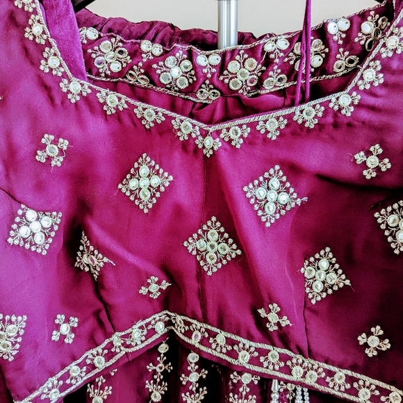 Party style Lehnga ,stitched blouse with embroidered dupatta - Picture 4 of 14